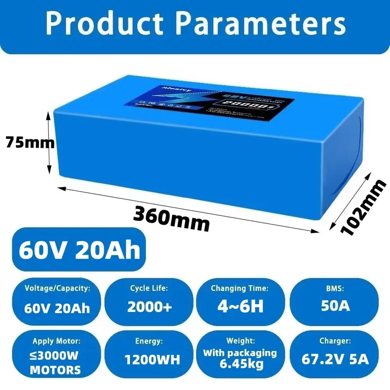 Batería de litio Aleaivy 60V 2 - 60V 30Ah 21700 Battery Pack reseña y precio