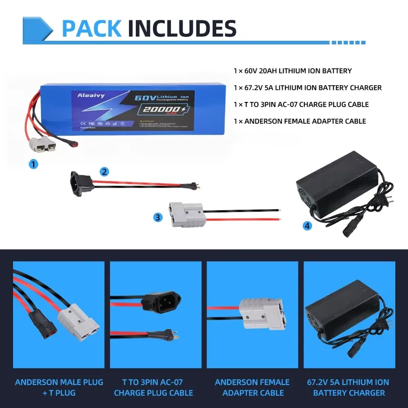 Batería de litio Aleaivy 60V 2 - 60V 30Ah 21700 Battery Pack reseña y precio